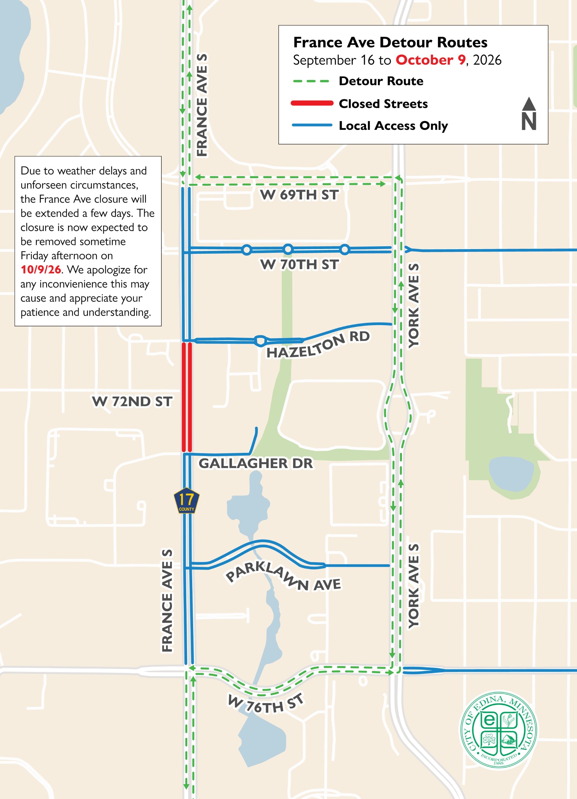 ​France Avenue Detour Route