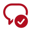 Red comment bubble wit check mark